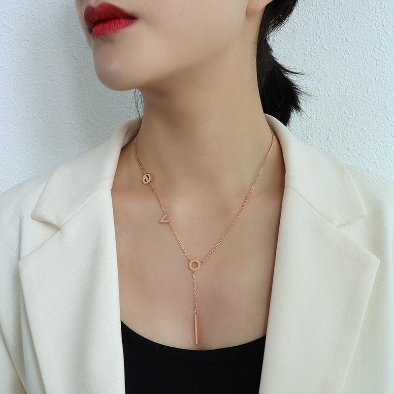 Marka cold wind versatile titanium steel plated 18k gold love pendant accessories collarbone necklace women's jewelry