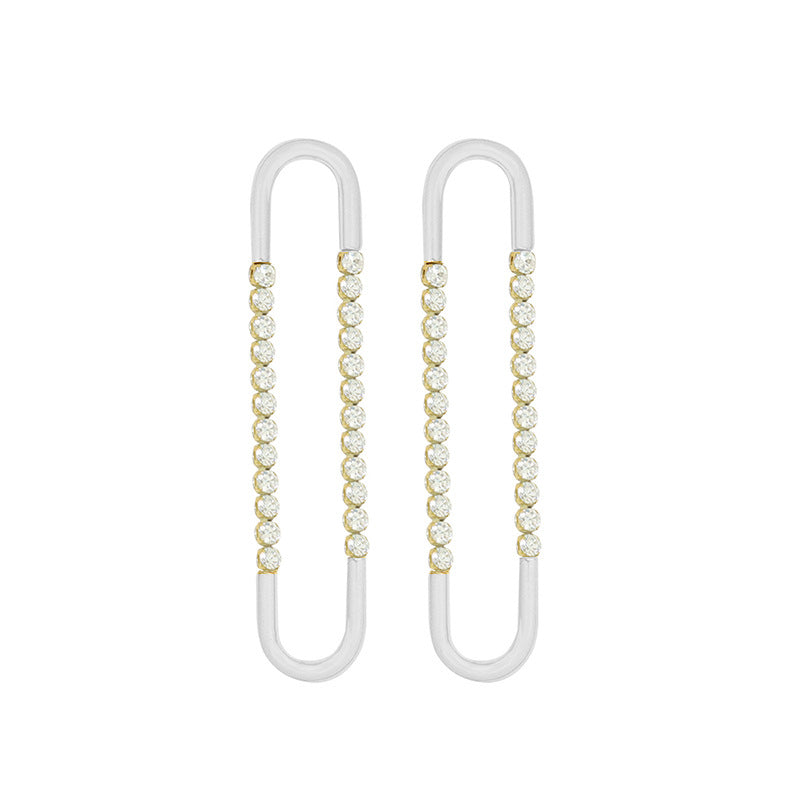 Choker exaggerated U-shaped earrings inlaid with zircon design earrings titanium steel plated with 18K gold jewelry accessories women