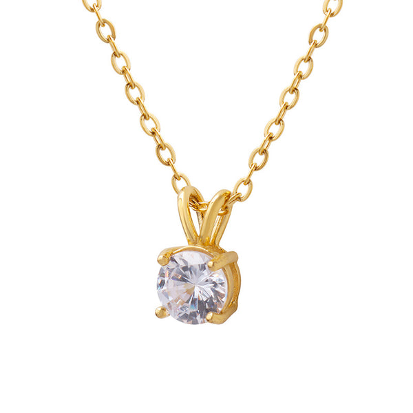 Clavicle chain cold wind single diamond claw diamond inlaid zircon chain titanium steel 18K gold necklace jewelry 99
