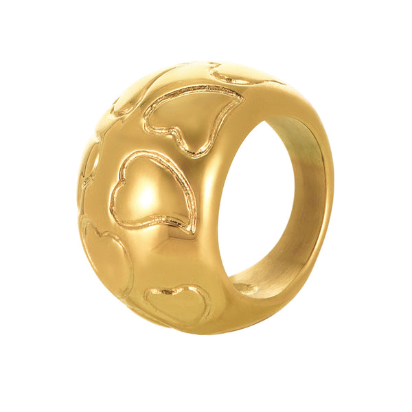 Specially for fashion OL style stainless steel love design ring plated with 18k real gold manufacturers wholesale tide 99