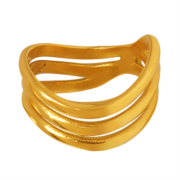 High-end fashion titanium steel plated with 18K gold does not fade, personalized fashion light luxury versatile ring jewelry women's wholesale