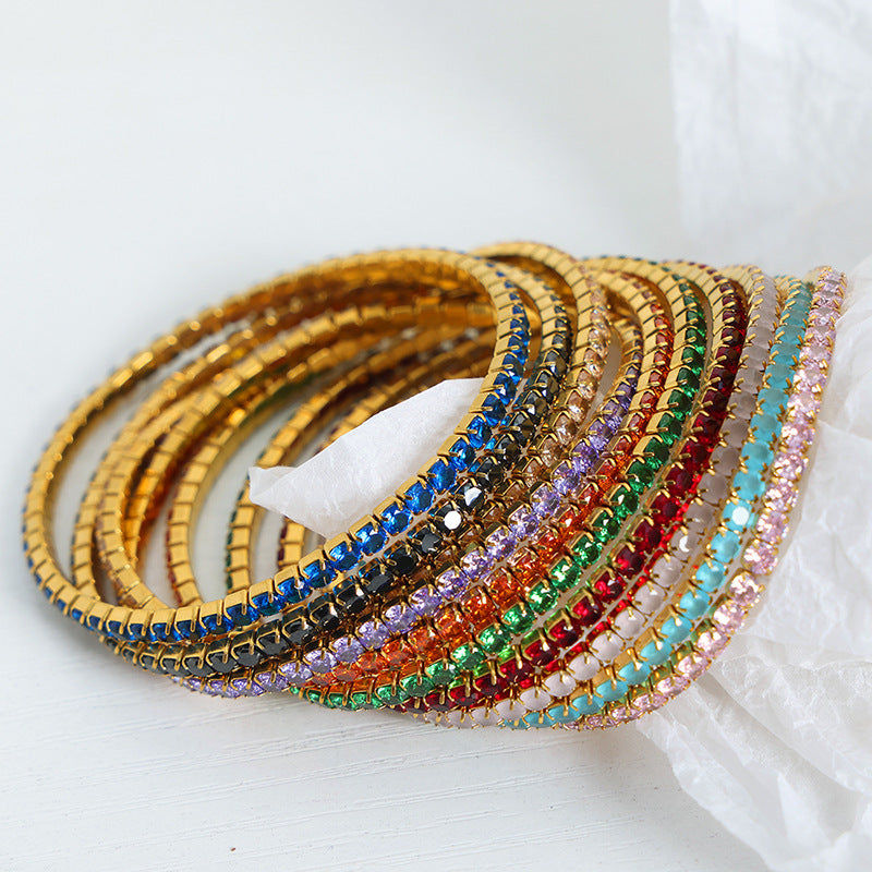 New high-end light luxury full of zircon niche design titanium steel gold-plated personalized bracelet women's jewelry wholesale