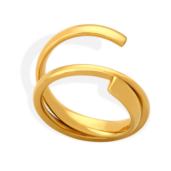 New simple personality niche design titanium steel gold-plated irregular fashion ring jewelry wholesale pp
