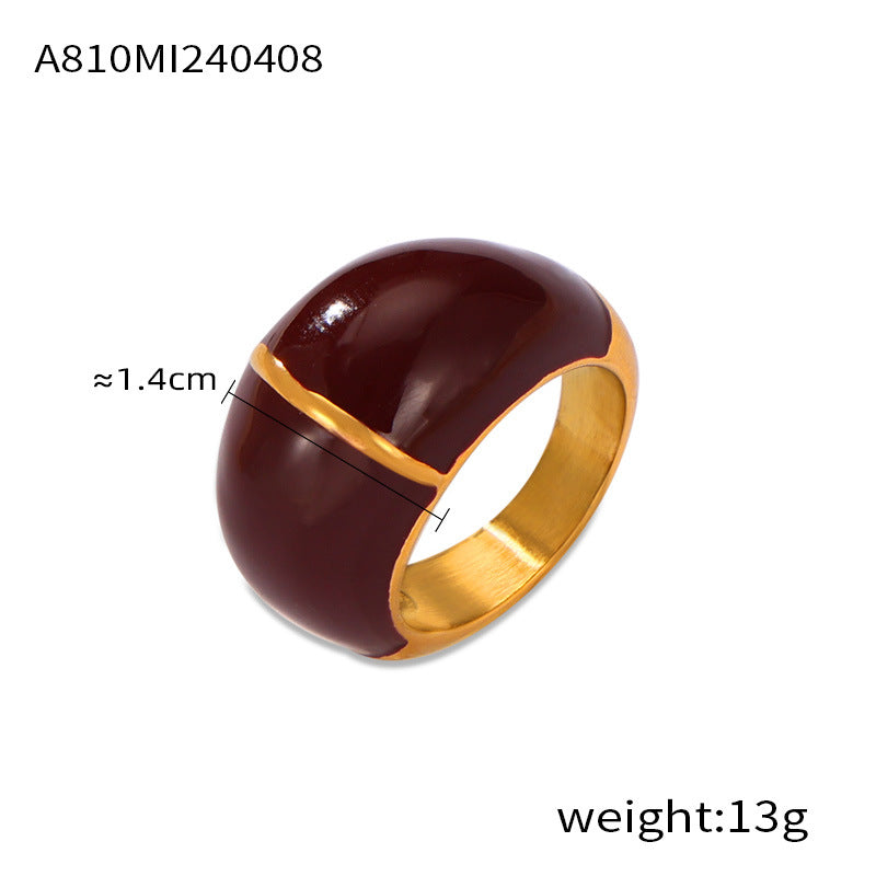 Retro niche geometric casting jewelry weights dripping oil design sense hand-polished titanium steel gold-plated ring