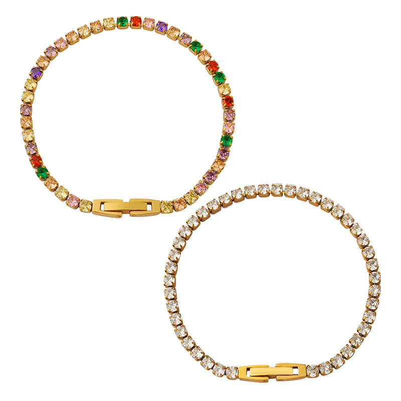 Hot-selling popular light luxury does not fade colorful diamond-encrusted zircon bracelet personalized versatile jewelry women 99