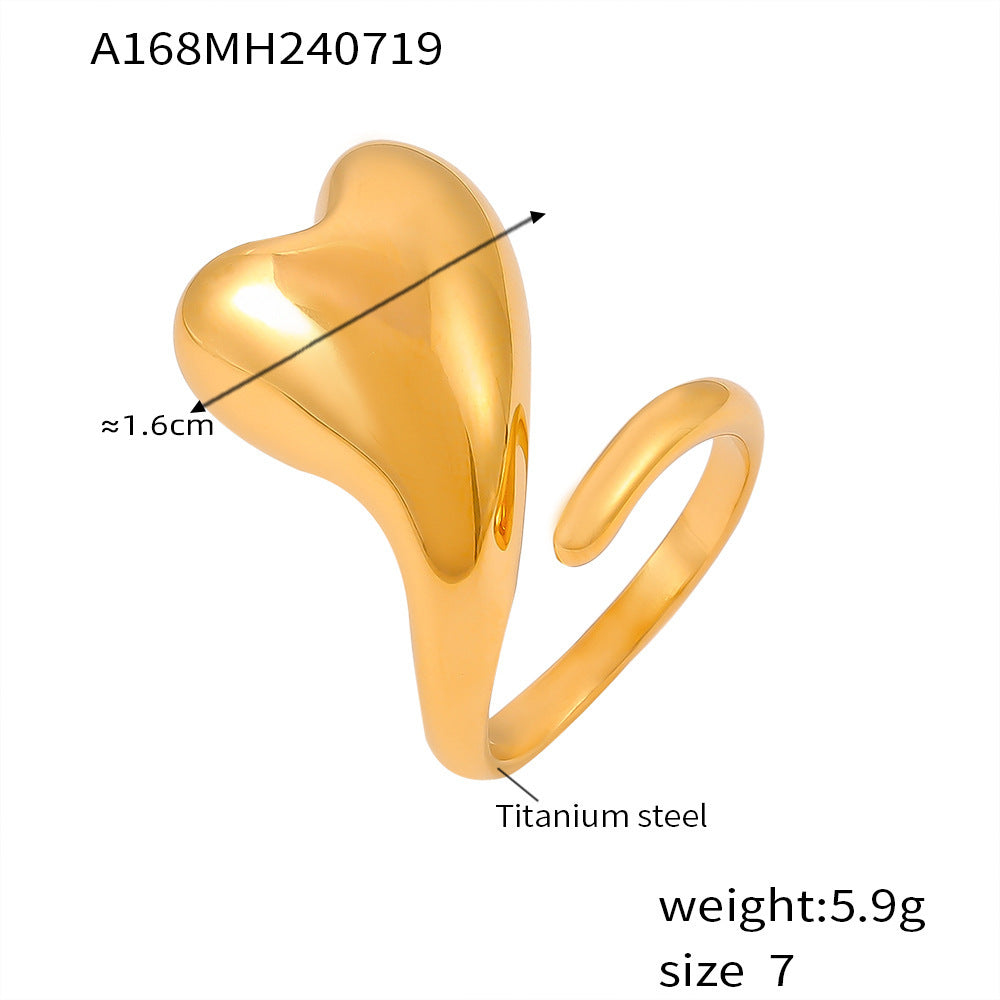 Smooth love winding opening ring niche irregular design titanium steel plated 18k gold ring pp