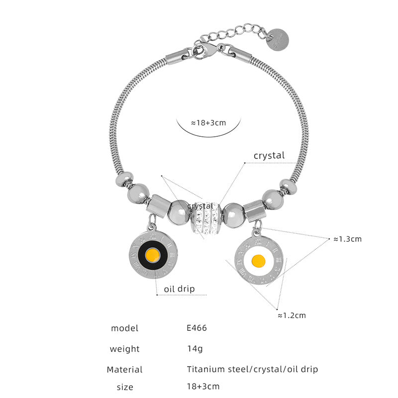 Titanium steel electroplated 18k gold non-fading pendant bracelet female, new retro heart-shaped pendant bracelet wholesale pp