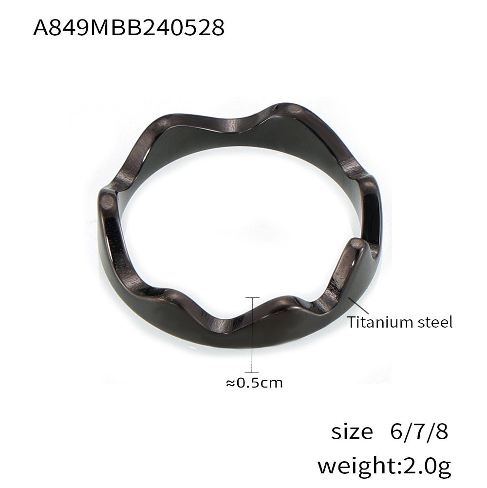 Irregular open ring ins wind niche design titanium steel PVD plated 18K real gold color retention ring women