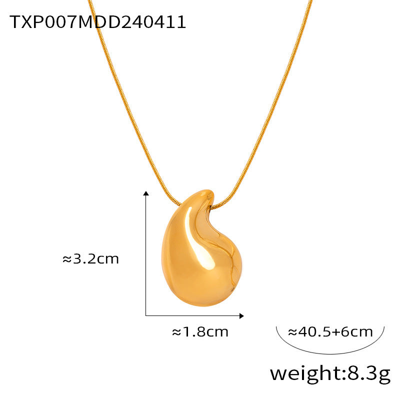 Fashion cold wind design sense personalized jewelry diamond earrings water drop shape pendant titanium steel jewelry set
