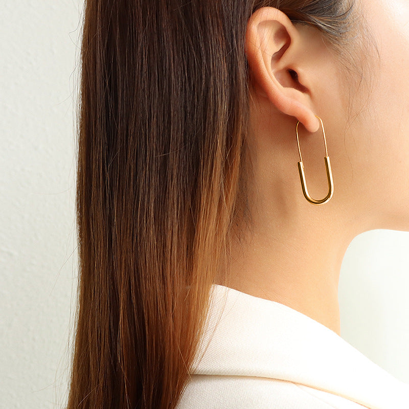 Long pin earrings jewelry, ear-mounted earrings, titanium steel plated with 18K real gold, non-fading jewelry women