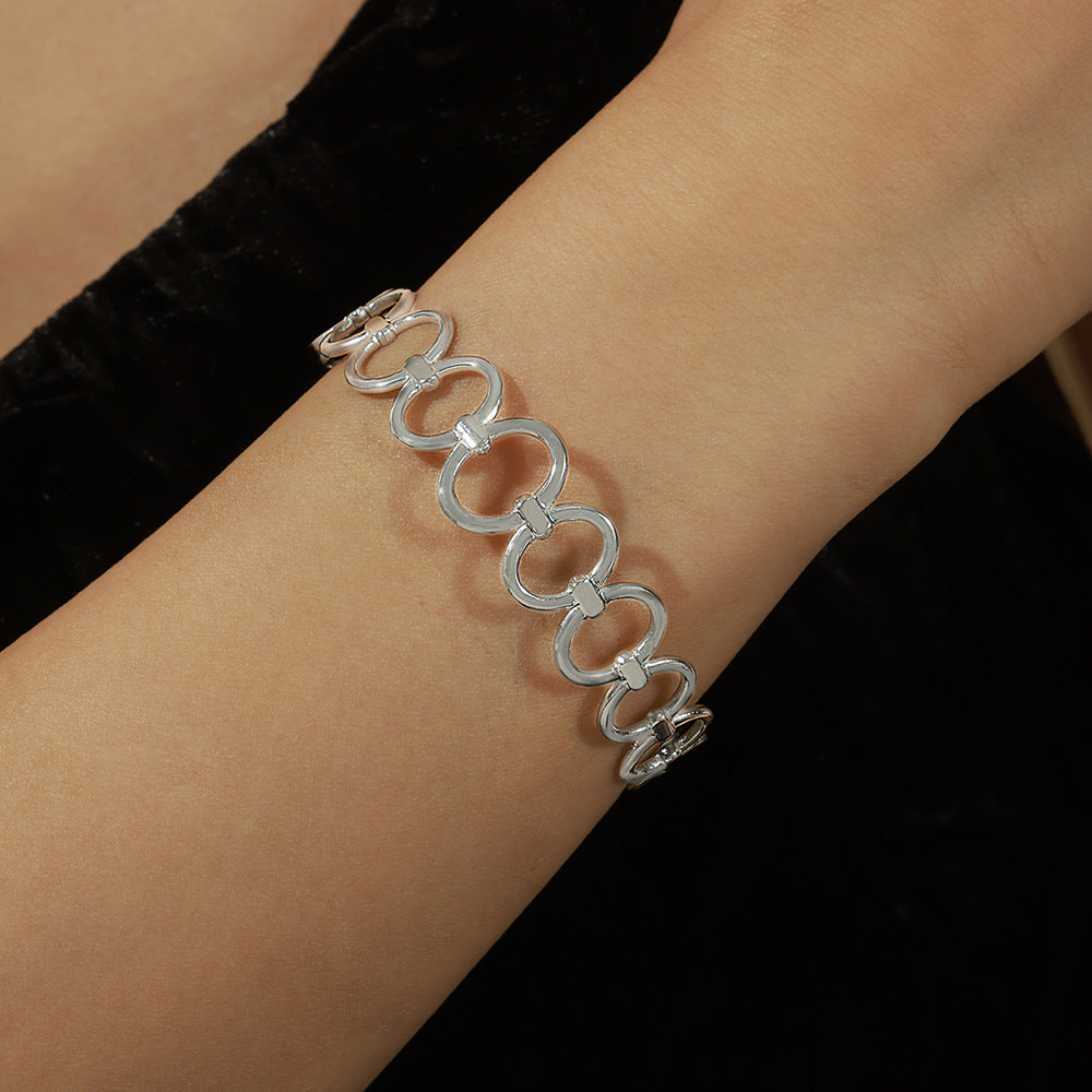 New simple, fashionable and versatile personalized titanium steel gold-plated irregular geometric hollow opening bracelet jewelry