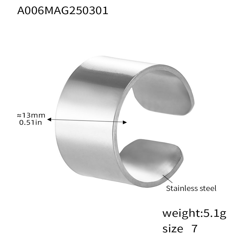 Cold wind ring, personalized design sense, stainless steel PVD electroplated 18K real gold fashion trend ring
