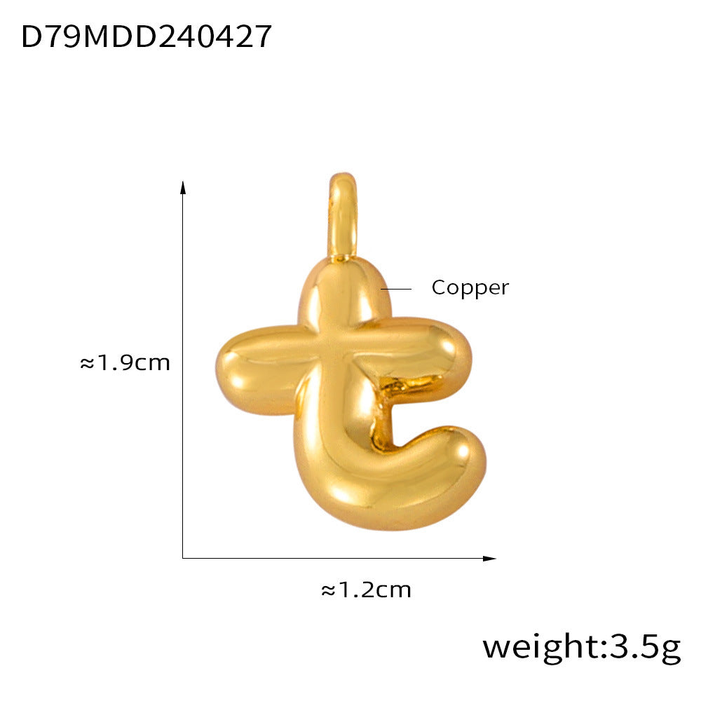 Hot Sale Glossy Bubble Balloon 26 English Letter Pendant Accessories Versatile Copper Gold Plated Jewelry 99