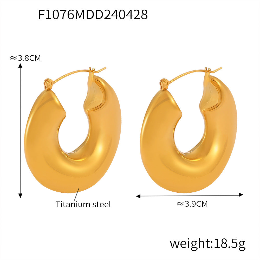 Hot-selling niche personality versatile U-shaped jewelry geometric line weaving design titanium steel glossy earrings