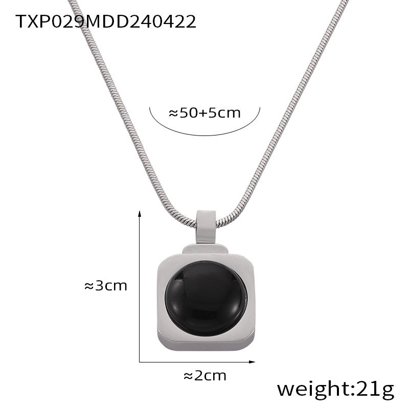 Hot-selling personalized light luxury jewelry inlaid with tiger's eye design titanium steel jewelry set pp