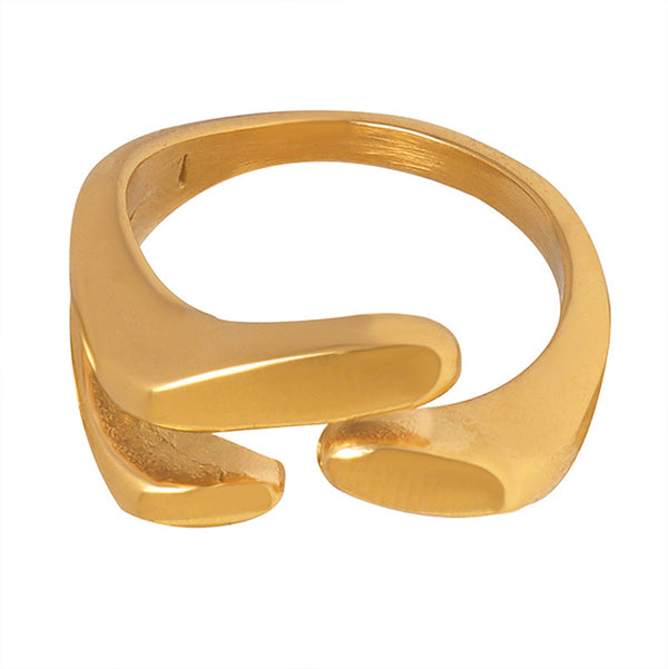 New Irregular Special-shaped Personality Geometric Ring Open Claw Buckle Fashion Gold-plated Titanium Steel Ring Jewelry Women's Wholesale
