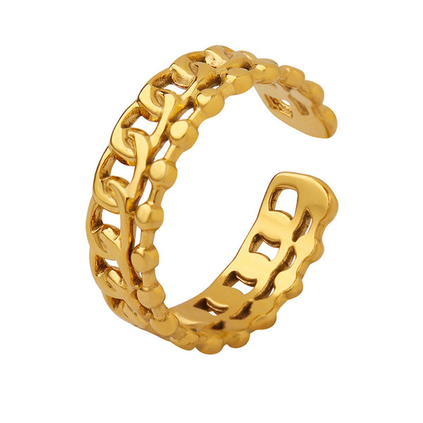 Simple personalized plain ring hollow index finger ring couple ring does not fade titanium steel jewelry A12599