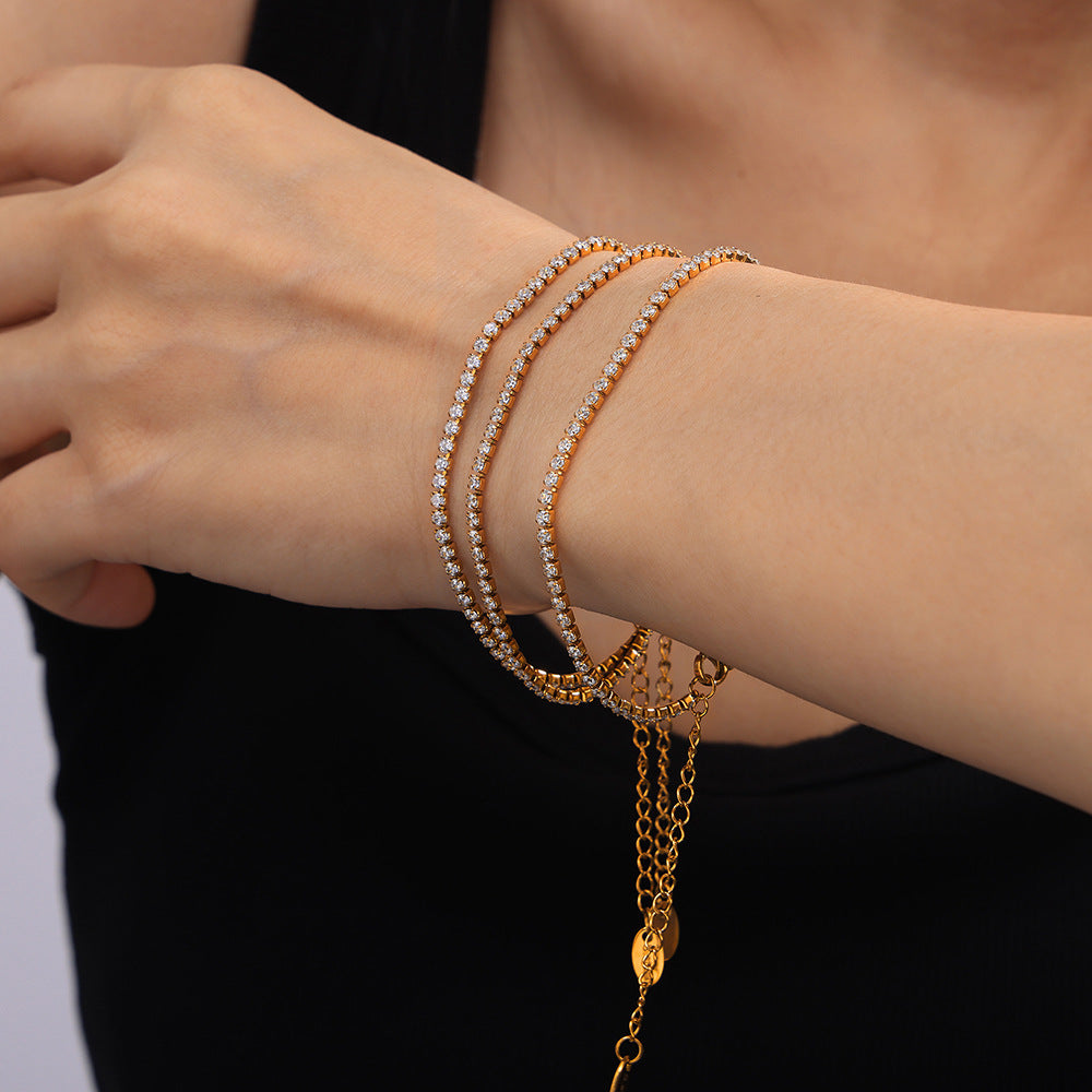 Elegant and simple personality light luxury jewelry inlaid with zircon design titanium steel gold-plated gypsy star bracelet 99