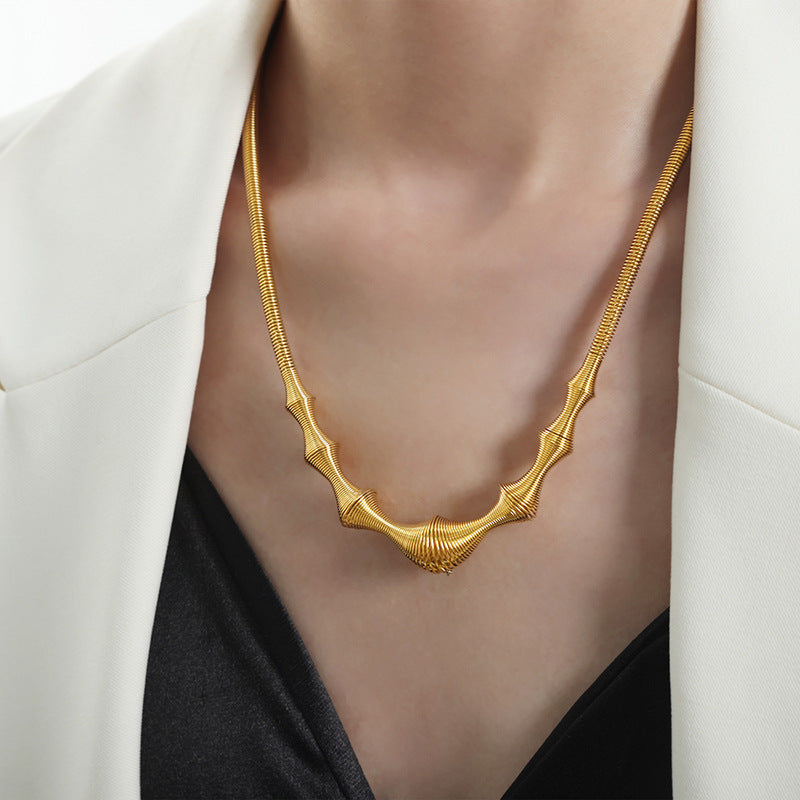 New high-end fashion personalized design retro temperament titanium steel gold-plated pendant necklace jewelry female pp
