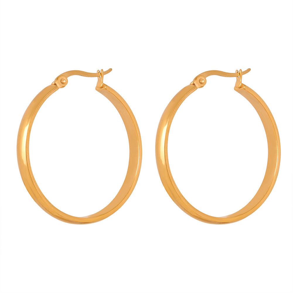 New exaggerated cold wind personalized titanium steel gold-plated geometric ring design earrings high-end fashion jewelry 99