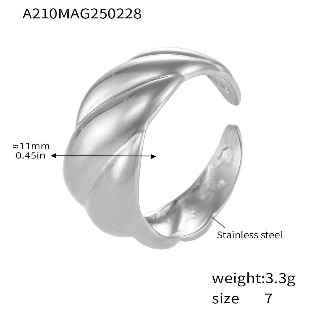 Cold wind ring, personalized design sense, stainless steel PVD electroplated 18K real gold fashion trend ring