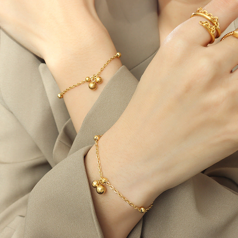 Hot simple personality bracelet beads cross bag beads steel beads jewelry titanium steel plated 18K gold bracelet