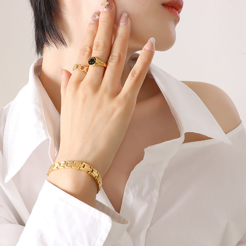 Internet celebrity solid color titanium steel strap bracelet hip hop trend versatile couple simple student accessories E316