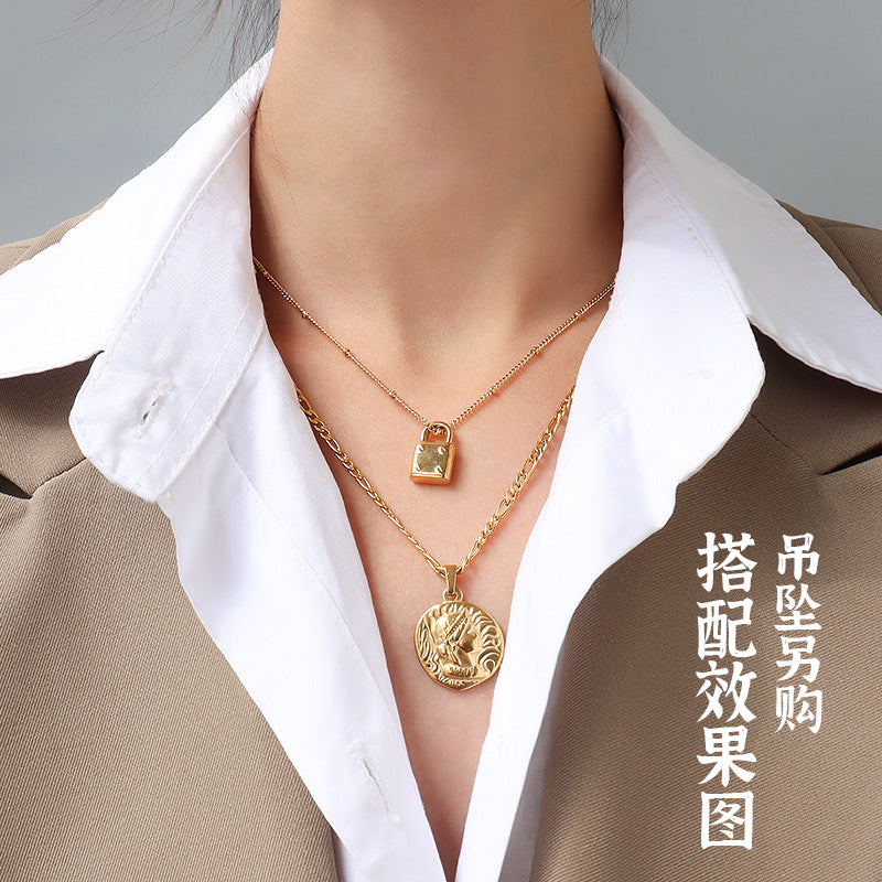 Cross chain Snake bone chain Twist chain Box chain Variety necklace Women's titanium steel plated 18K gold plain chain Clavicle chain jewelry 99