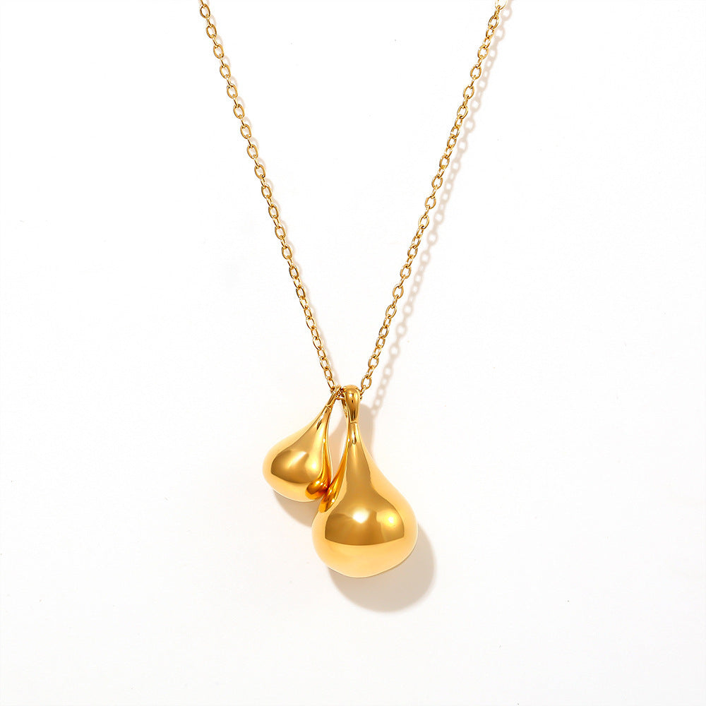 Water drop pendant necklace women's new simple and versatile stainless steel gold-plated sweater chain jewelry wholesale