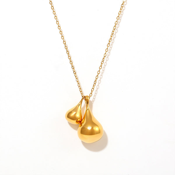 Water drop pendant necklace women's new simple and versatile stainless steel gold-plated sweater chain jewelry wholesale
