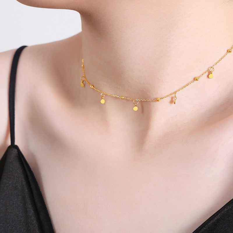 Cold wind niche geometric jewelry chain simple versatile titanium steel gold-plated jewelry set female 99