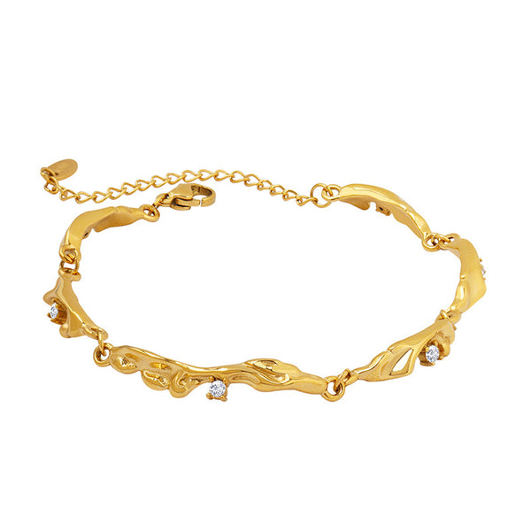 Premium light luxury personalized niche design titanium steel plated 18K gold jewelry inlaid zircon bracelet ins trendy women's 99