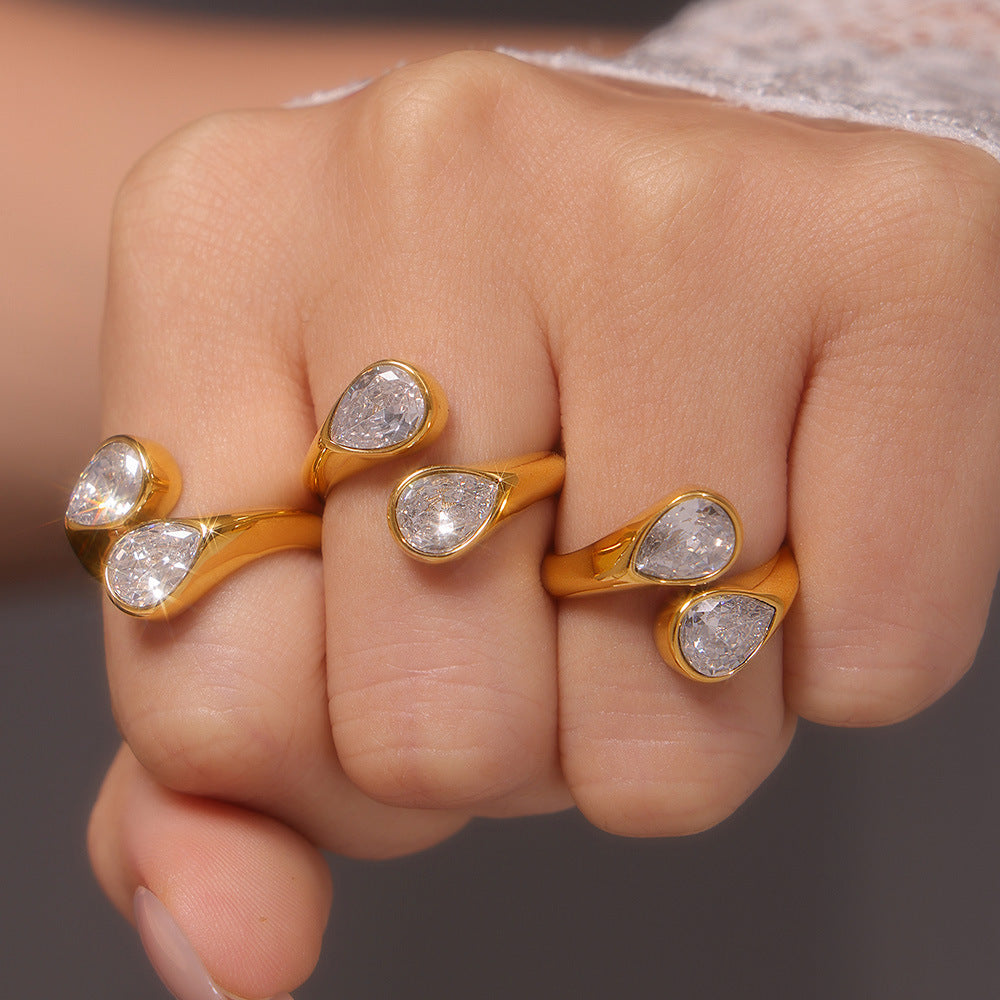 A682-Titanium steel open ring PVD plated 18k real gold color retention