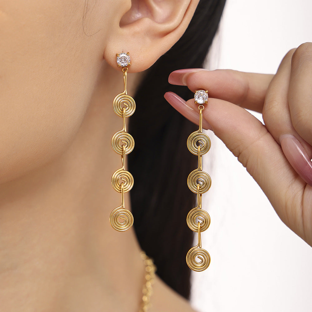Creative stainless steel thread question mark, fringed earrings, necklace, anklet set, new ins style jewelry wholesale