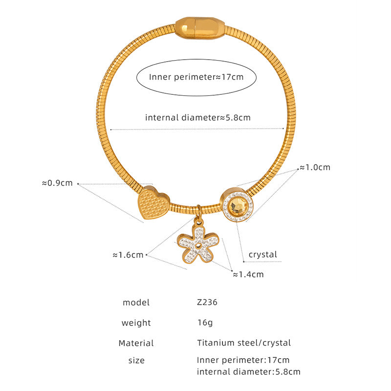 New versatile personality pendant, jewelry, magnetic attraction femininity, electroplating does not fade, titanium steel bracelet jewelry wholesale