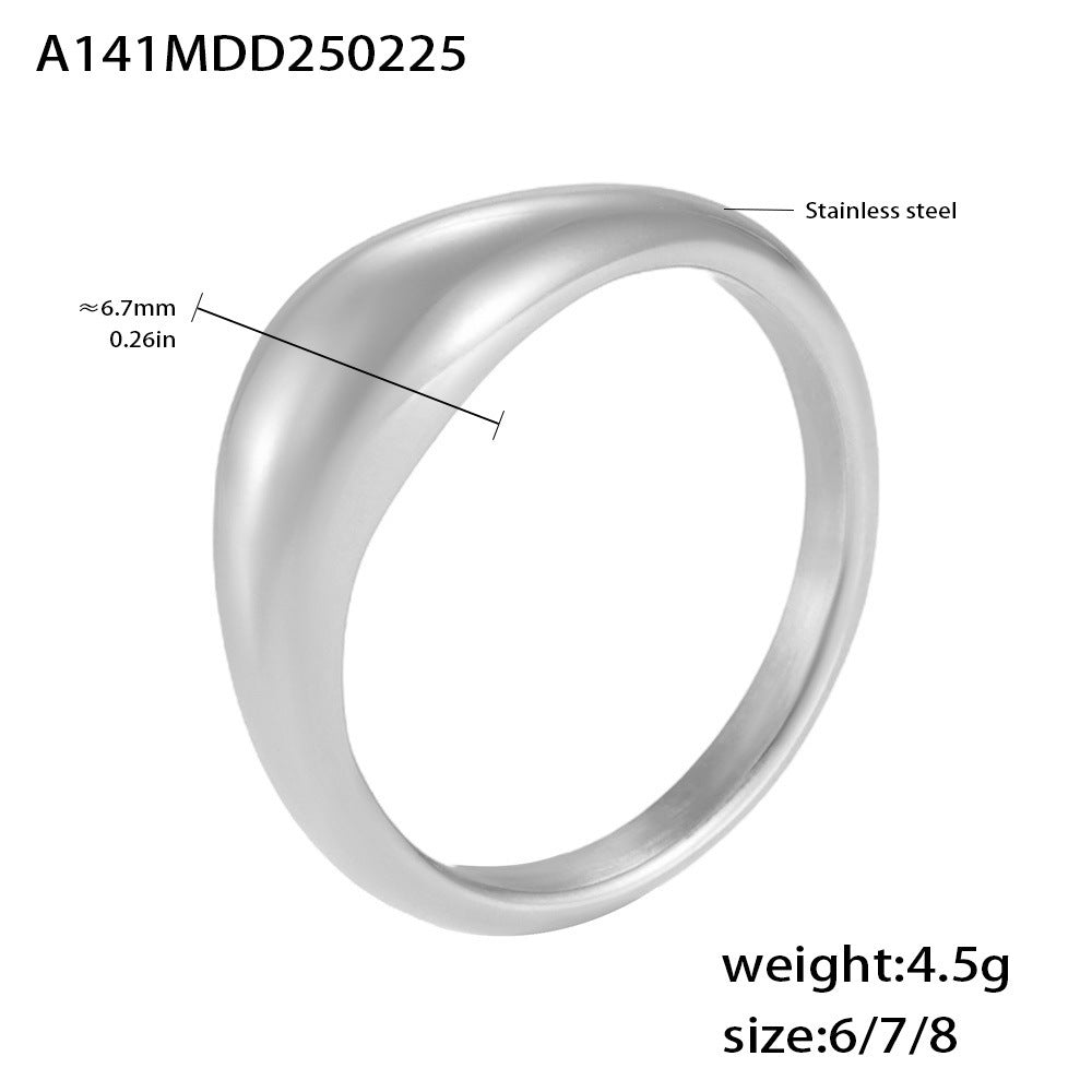 Round curved stainless steel temperament ring, European and American minimalist cold and smooth men's and women's rings wholesale 99