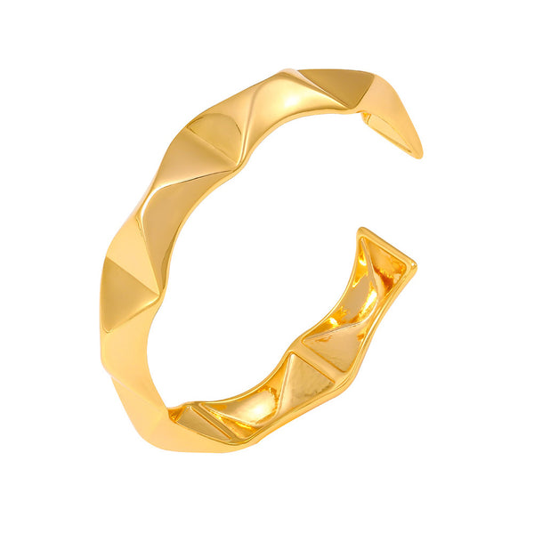 Hot-selling retro geometric concave-convex bracelet opening adjustable simple bracelet copper material water-plated 18K gold