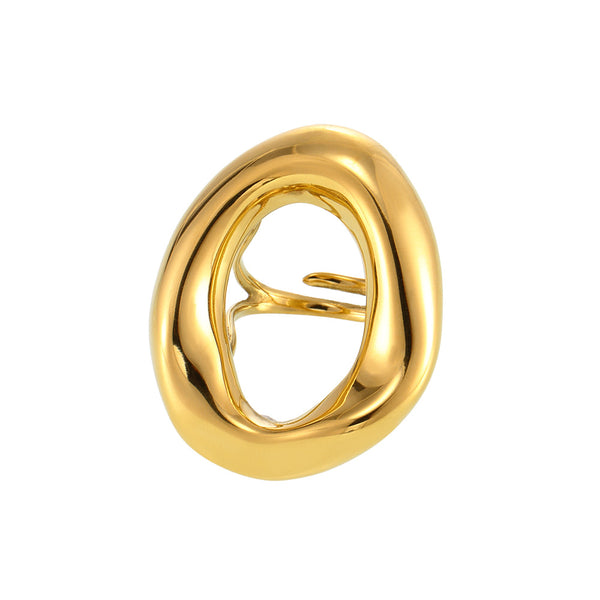 Exaggerated opening hollow ring square brand letter collarbone necklace stainless steel plated 18K real gold set tide