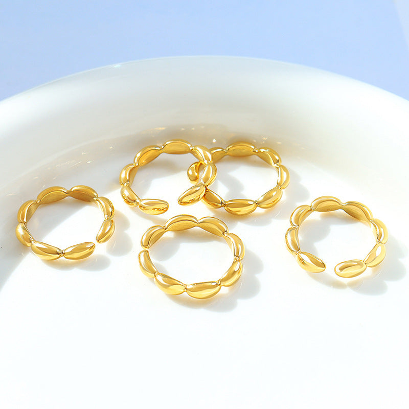 Simple style geometric oval splicing ring non-fading titanium steel gold-plated ring A211