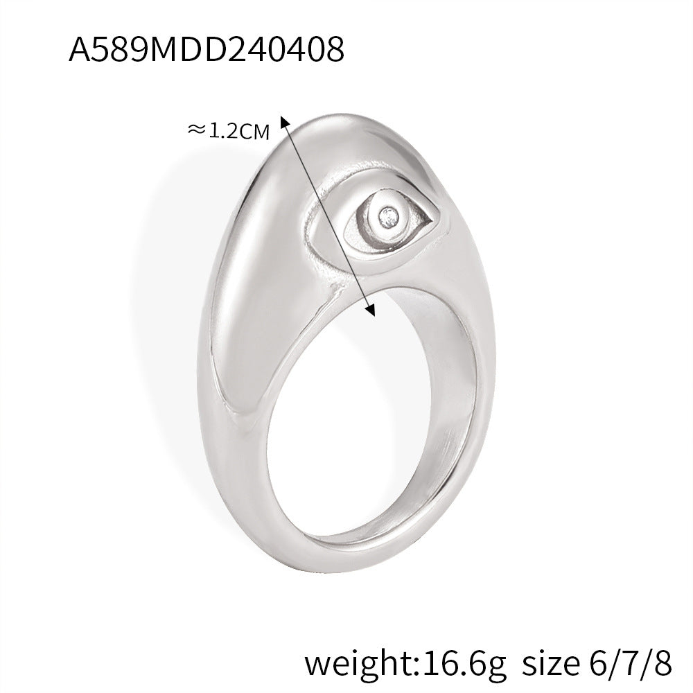Personalized diamond-set design sense geometric ring female niche texture titanium steel gold-plated index finger ring