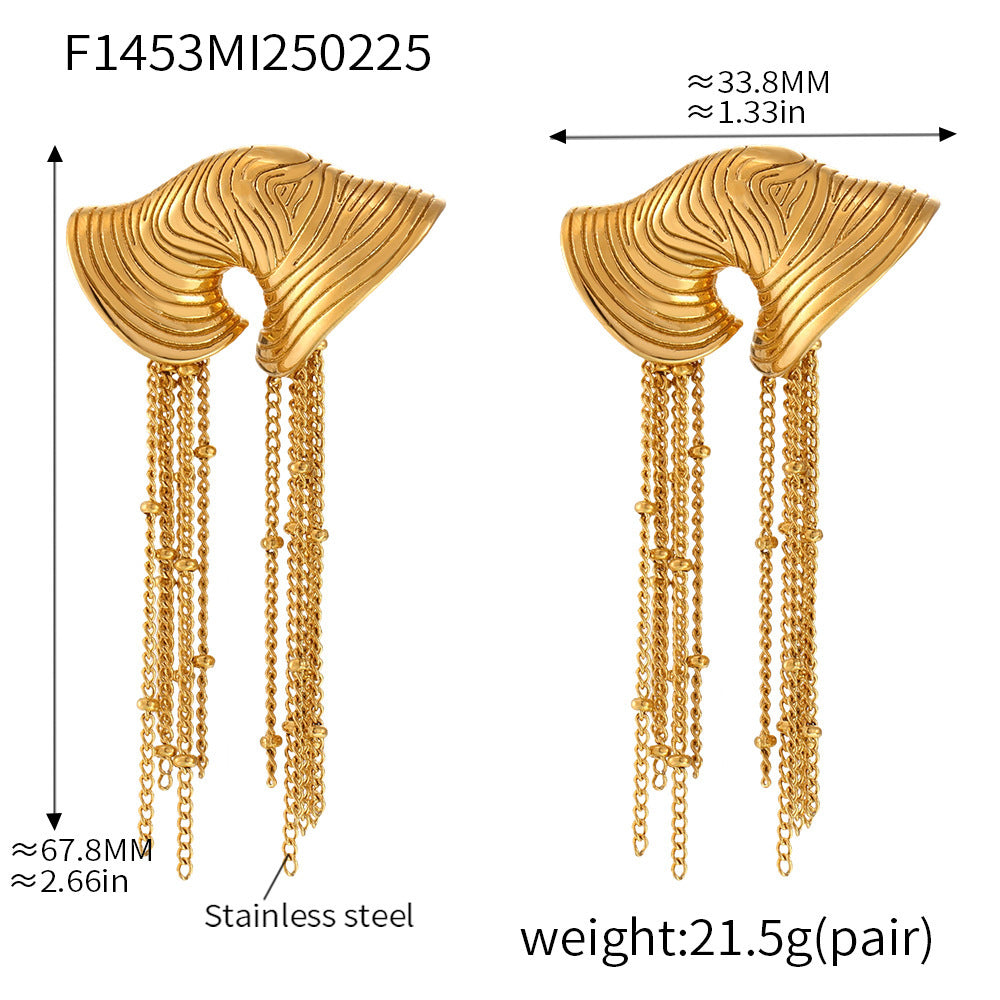 Conch Snail Heavy Industry Color Matching Earrings Fringed Earrings PVD Electroplating 18k Real Gold Fashion Color Retaining Earrings Women