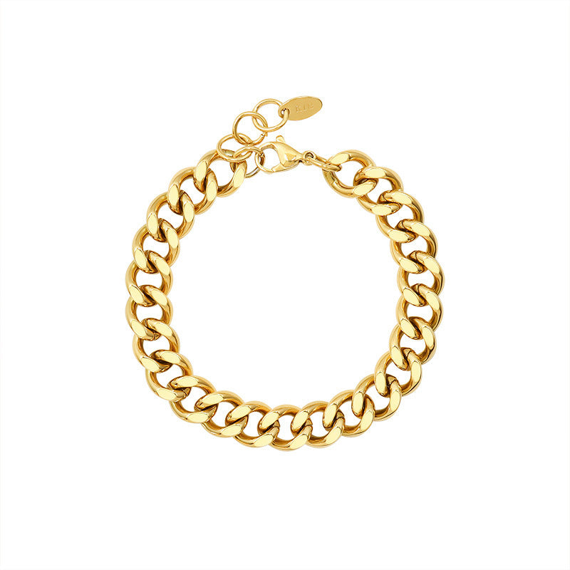 Processing custom titanium steel plated 18k real gold color retention bracelet women's jewelry European and American new jewelry exquisite