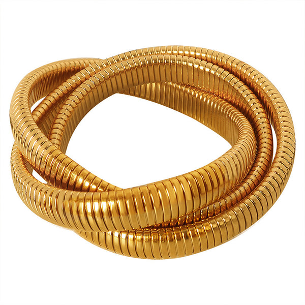 Hot-selling light luxury fashion gold-plated three-layer bracelet titanium steel serpentine winding elastic bracelet jewelry women 99