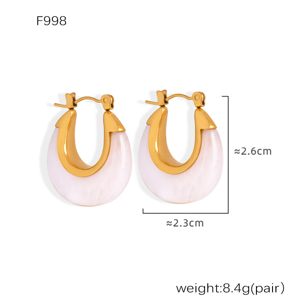 Dopamine candy color light luxury resin colorful earrings titanium steel niche exquisite temperament earrings jewelry spot