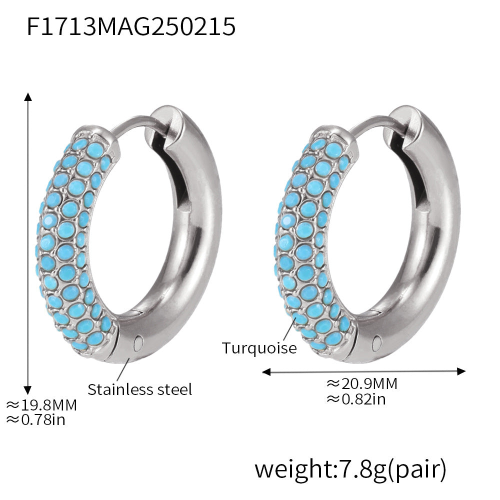 4mm circle 5A zircon earrings light luxury high version texture earrings titanium steel stainless steel color retention simple earrings