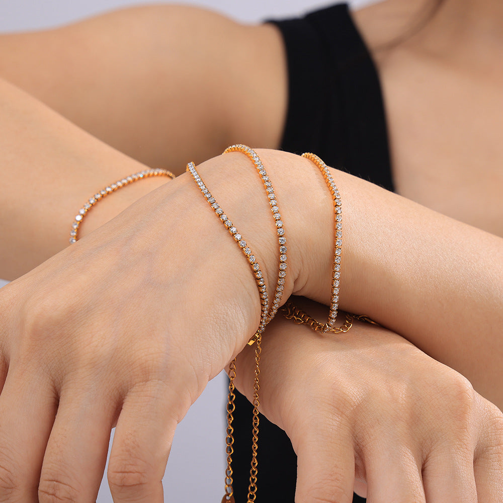 Elegant and simple personality light luxury jewelry inlaid with zircon design titanium steel gold-plated gypsy star bracelet 99