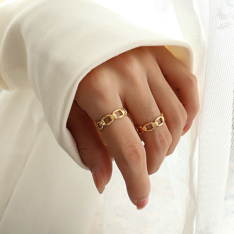 Marka Bone Joint Hollow Ring Versatile Tail Ring Opening Adjustable Ring Gold Plated