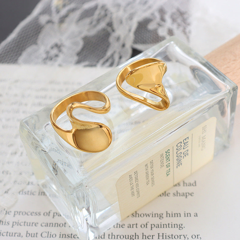 Fashion Banquet Accessories Geometric Personality Temperament Special Shaped Glossy Ring Trendy Versatile Exquisite Ring 99