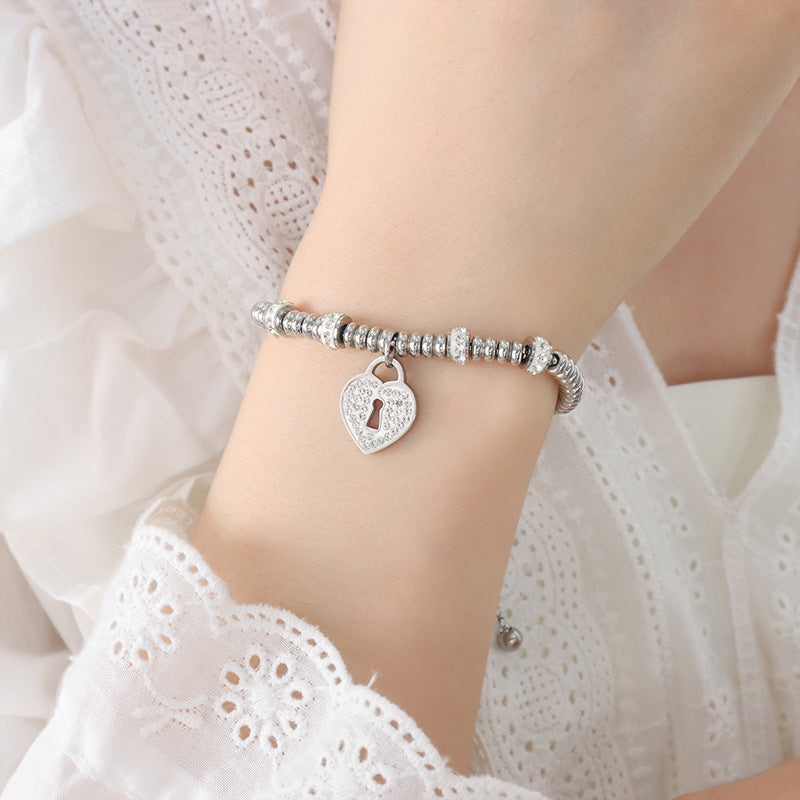 Premium sense light luxury personalized diamond-encrusted bracelet titanium steel plated 18K gold versatile simple and non-fading women's jewelry 99