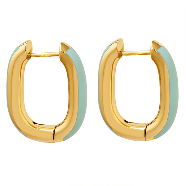 Candy color oil drip craft niche U-shaped earrings personalized elegance women commuter earrings fashion trend ear jewelry